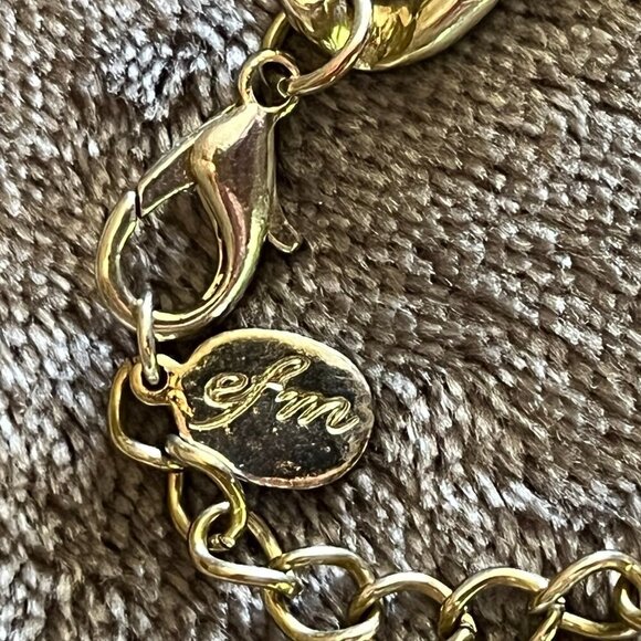 Vintage Big Pearl Gemstone Bauble Adjustable Chunky Chain Bracelet EFM - Picture 9 of 9